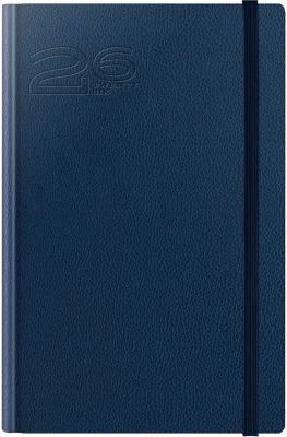 Agenda Herlitz datata 2026, A5, 352 pagini, coperta din piele sintetica, Premium Deluxe Loreto, culoare albastru, margini tiparite ghost